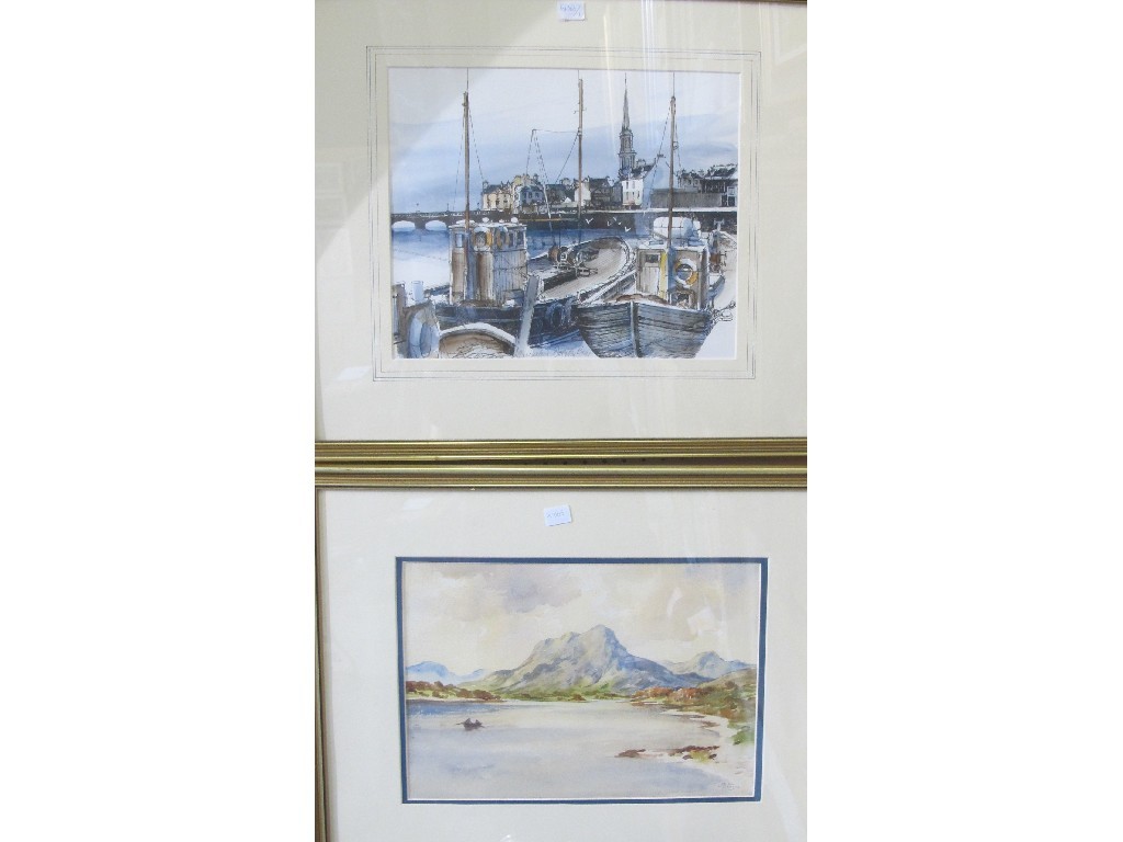 Appraisal: TOM PATERSON Watercolour Highland Landscape signed plus a print 'Ayr