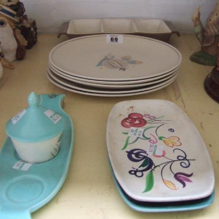 Appraisal: Eleven items of Poole pottery including five inch plates with