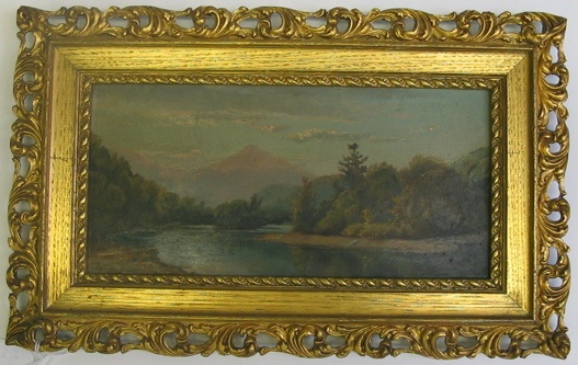 Appraisal: AMERICAN SCHOOL th century Oil on panel Mountain landscape with