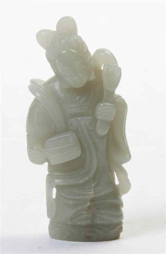 Appraisal: A Celadon Jade Figural Carving depicting a lady with looped