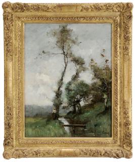 Appraisal: Manner of Jean French - Landscape with Footbridge over a