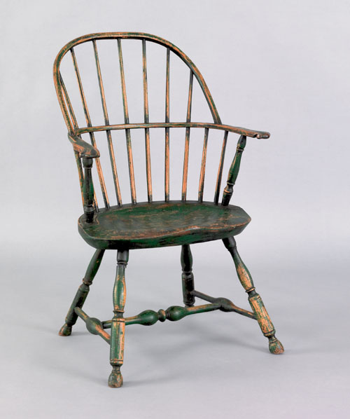 Appraisal: Lancaster County Pennsylvania sack-back windsor chair ca retaining a green