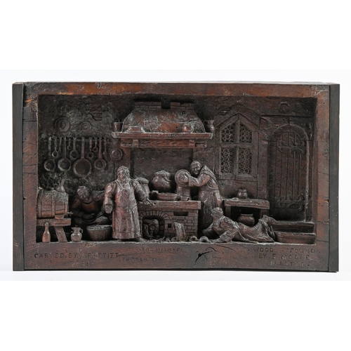 Appraisal: A Victorian carved oak relief dated of the scene of