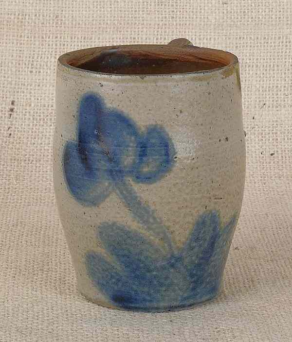 Appraisal: Pennsylvania stoneware mug th c attributed to Shenfelder with cobalt