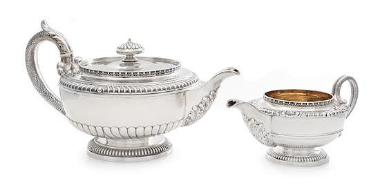 Appraisal: A George III Silver Teapot and Creamer Paul Storr London