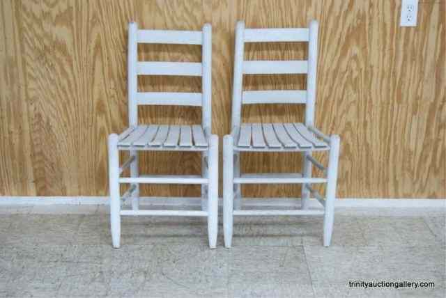 Appraisal: Vintage c 's Oak Ladder Back ChairsFrom the estates farm