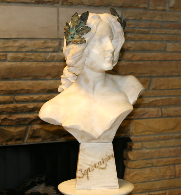 Appraisal: Italian carved alabaster bust of Inspiration The sculpture of the