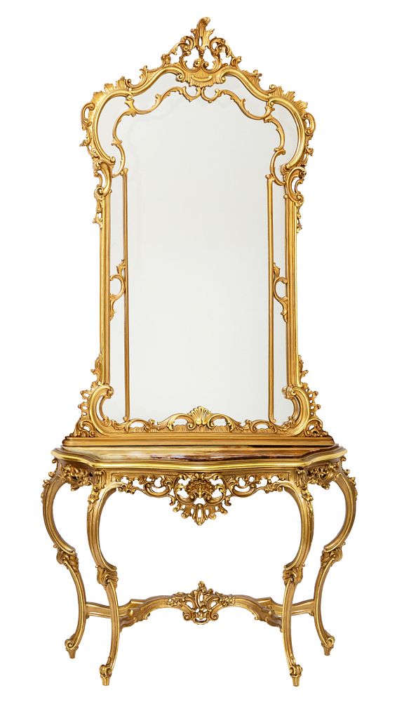 Appraisal: A FRENCH REGENCE-REVIVAL STYLE CONSOLE TABLE WITH PIER MIRROR TH