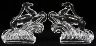 Appraisal: STEUBEN GLASS GAZELLES PAIR STEUBEN GLASS GAZELLES PAIR H W