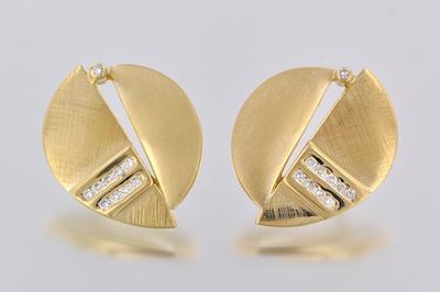 Appraisal: A Pair of k Gold and Diamond Earrings k yellow