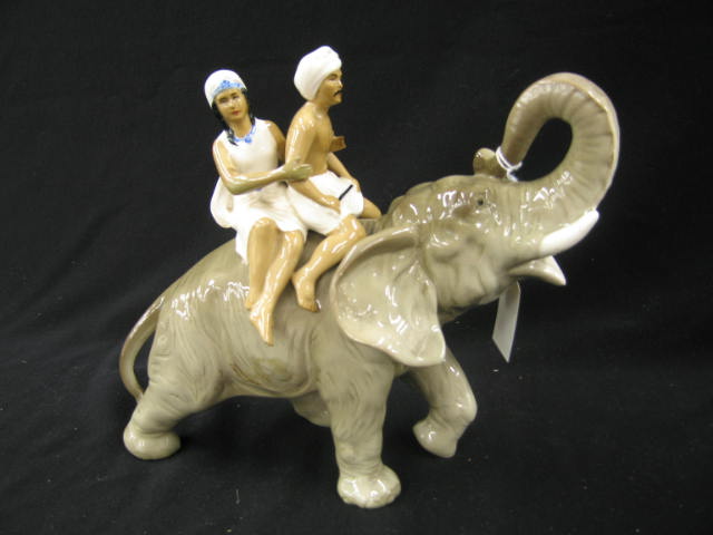 Appraisal: German Porcelain Figurine of Riders on elephant Royal Dux style