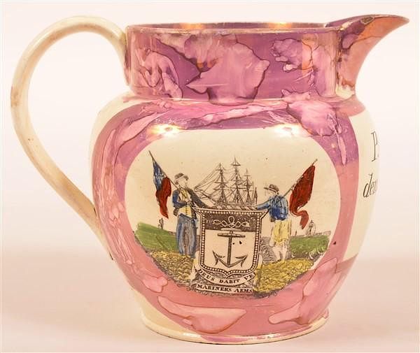 Appraisal: Sunderland Lustre Clipper Ship Transfer Pitcher Sunderland Lustre Hard Paste