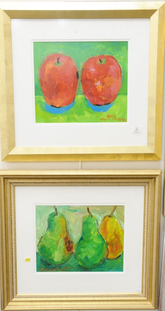 Appraisal: Two Suk Shuglie acrylic on paper and canvas Two Apples