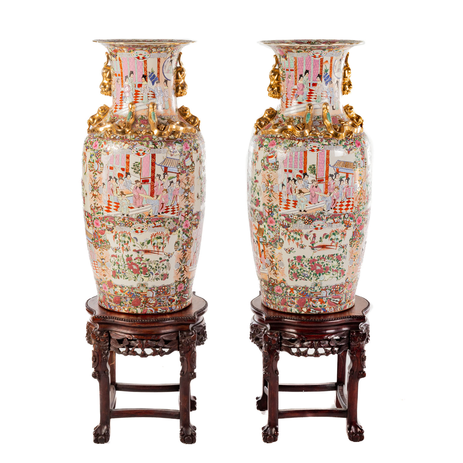 Appraisal: A PAIR OF CHINESE EXPORT ROSE MEDALLION PALACE VASES th