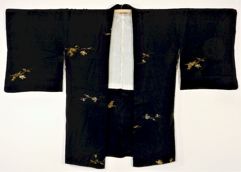 Appraisal: Japanese Gold Silver and Black Haori Jacket Japan - th