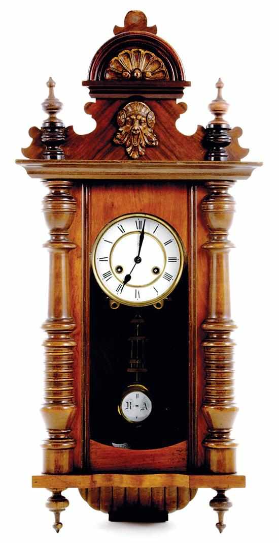 Appraisal: German walnut wall clock Junghans Clock Co late th century