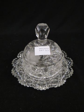 Appraisal: Cut Glass Butter Dish floral cane