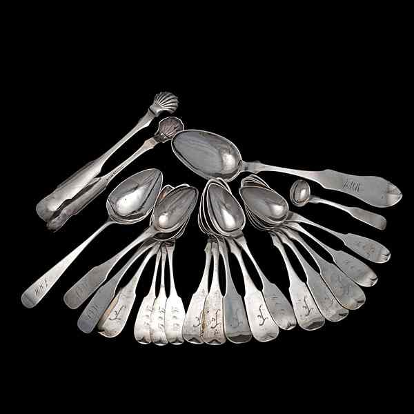 Appraisal: Southern Coin Silver Flatware American th century An assembled group