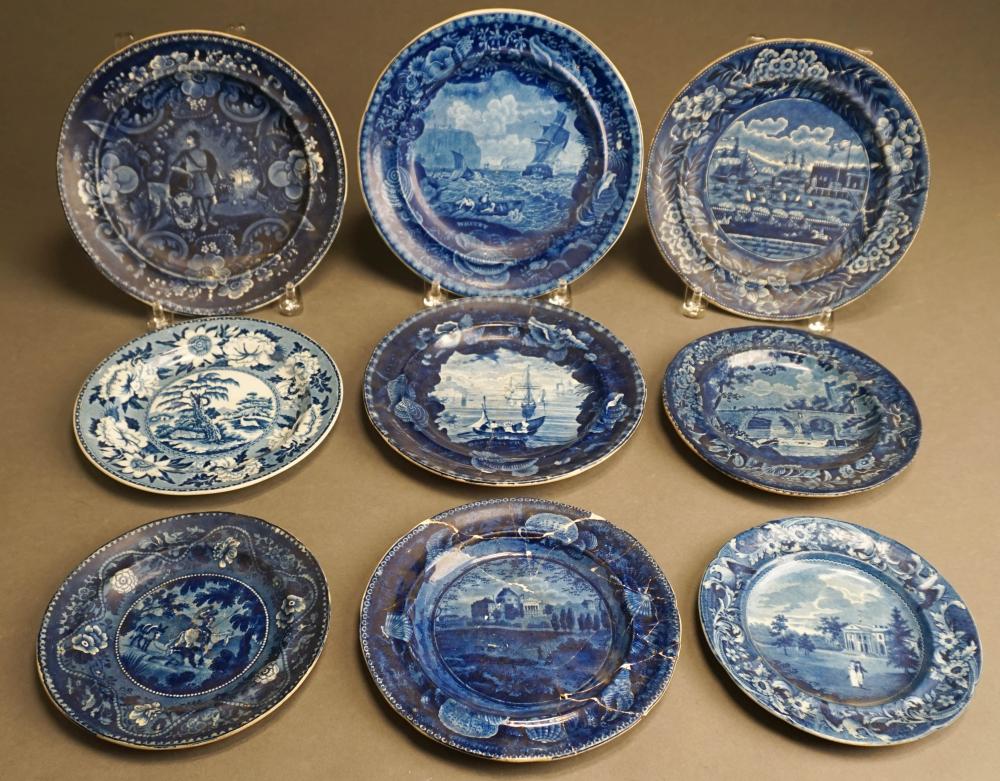 Appraisal: GROUP OF STAFFORDSHIRE AND ENGLISH DARK BLUE PRINTED POTTERY 'HISTORICAL'