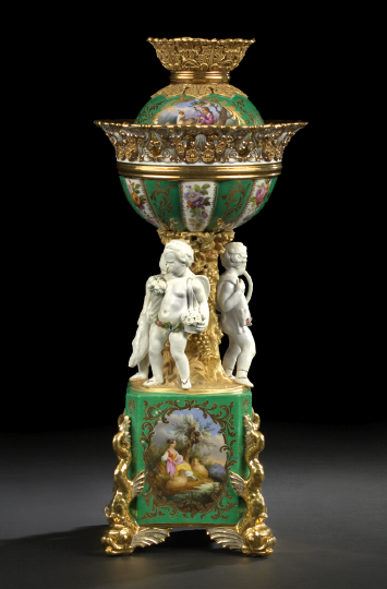 Appraisal: Large and Splendid Jacob Petit Paris Reticulated Richly Parcel-Gilt and