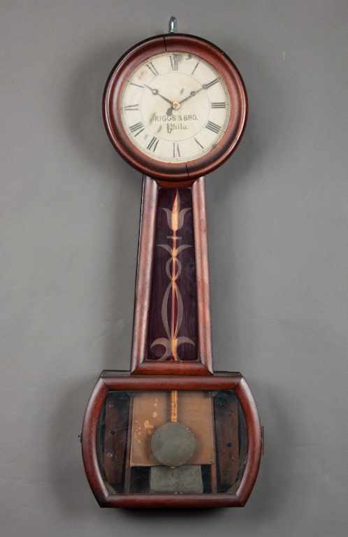 Appraisal: Riggs Bro mahogany banjo clock second half- th century painted