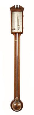 Appraisal: An early th century mahogany stick barometer with a silvered