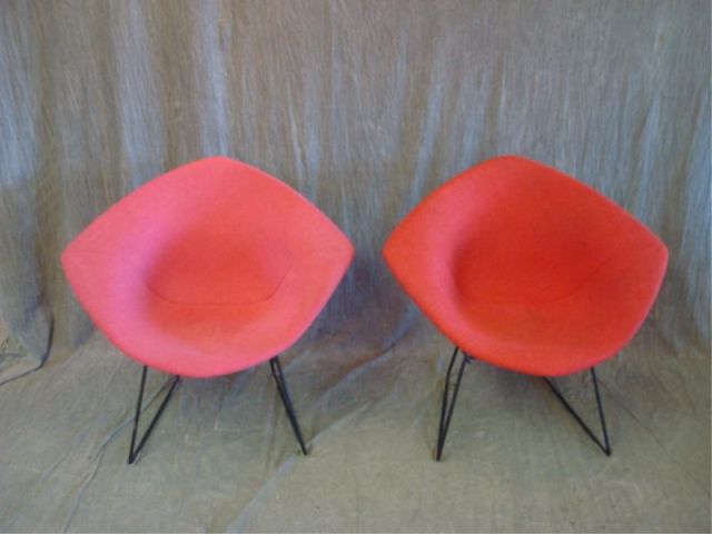 Appraisal: Pair Bertoia 'Diamond' Mid Century chairs as is Property from