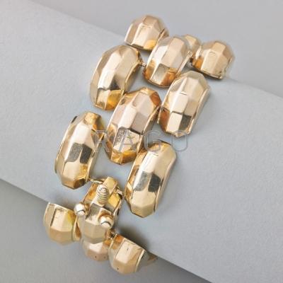 Appraisal: RETRO ROSE GOLD FACETED LINK BRACELET Arched modified brick links