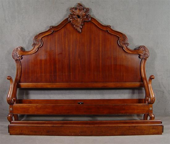 Appraisal: Mahogany Veneer Stained Hardwood King Size Bed Late th Century