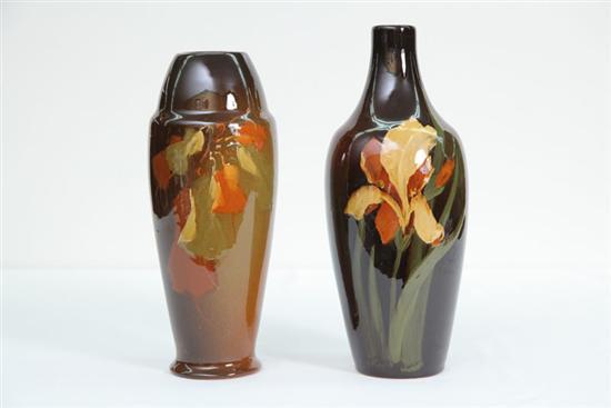 Appraisal: TWO ART POTTERY VASES Both are unmarked but are probably