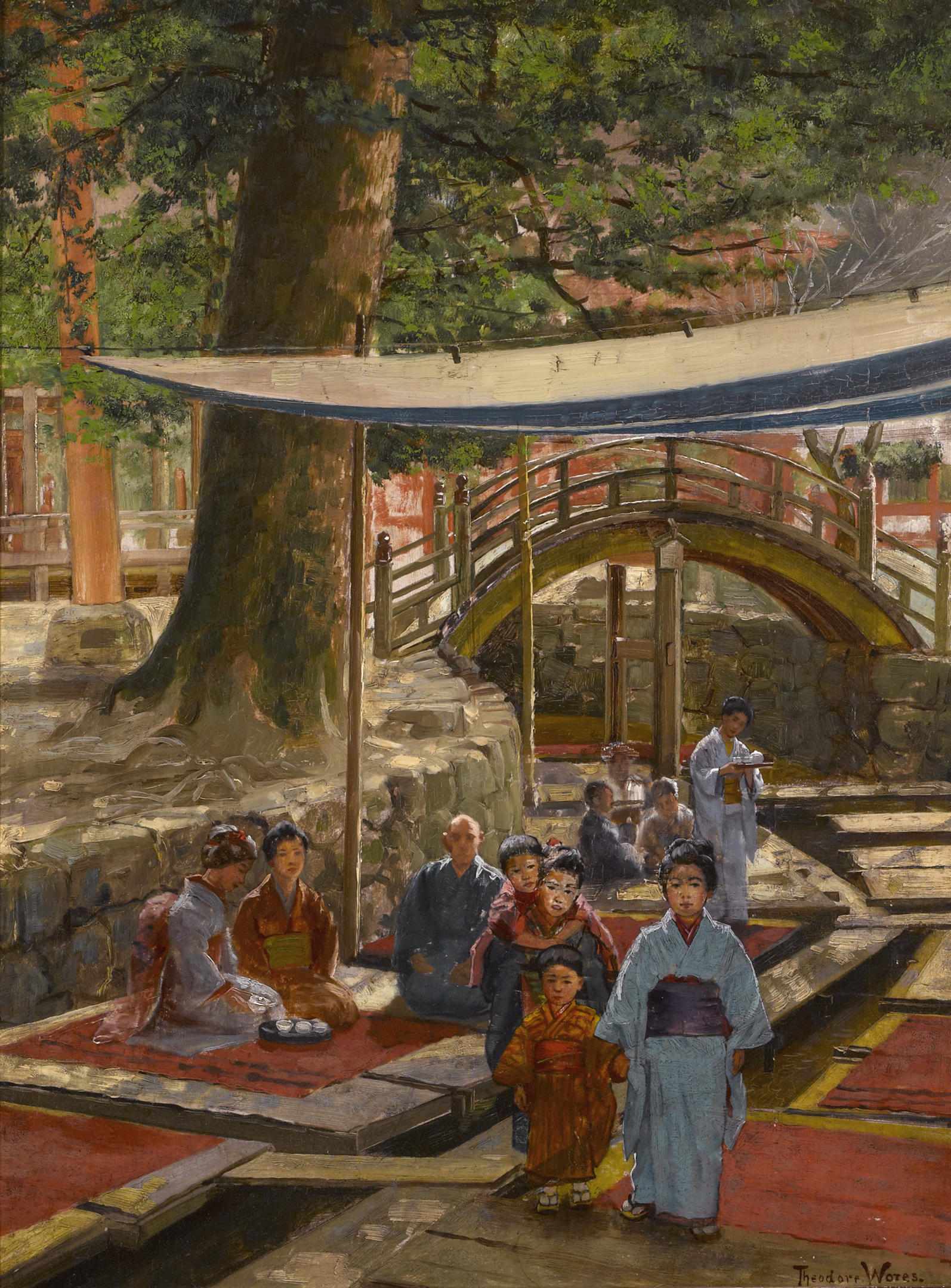 Appraisal: Theodore Wores - A temple garden in Kyoto signed 'Theodore