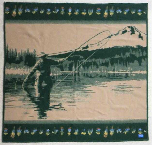 Appraisal: PENDLETON WOOLEN BLANKET Pendleton Woolen Mills Pendleton Oregon featuring fishing