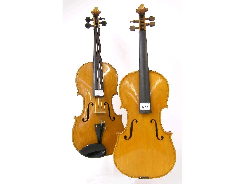 Appraisal: French violin labelled Mansuy cm also a Stradivarius copy violin