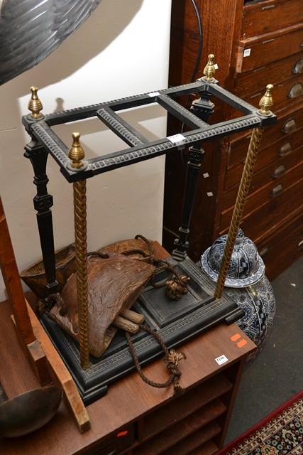 Appraisal: A VICTORIAN IRON AND BRASS UMBRELLA STAND