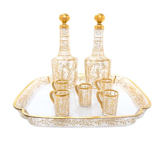 Appraisal: Sale Lot A Continental Gilt Decorated Glass Liquor Service early