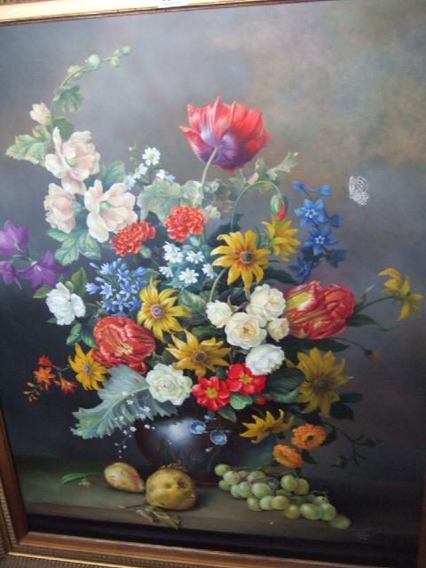 Appraisal: Shiel late th century Still life of summer flowers oil