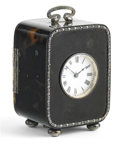 Appraisal: A small tortoiseshell and silver timepiece circa of rounded rectangular