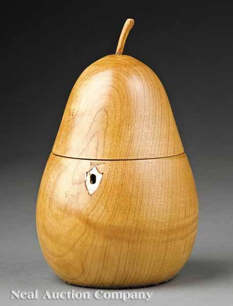 Appraisal: An English Satinwood Pear-Form Tea Caddy mid- th c with