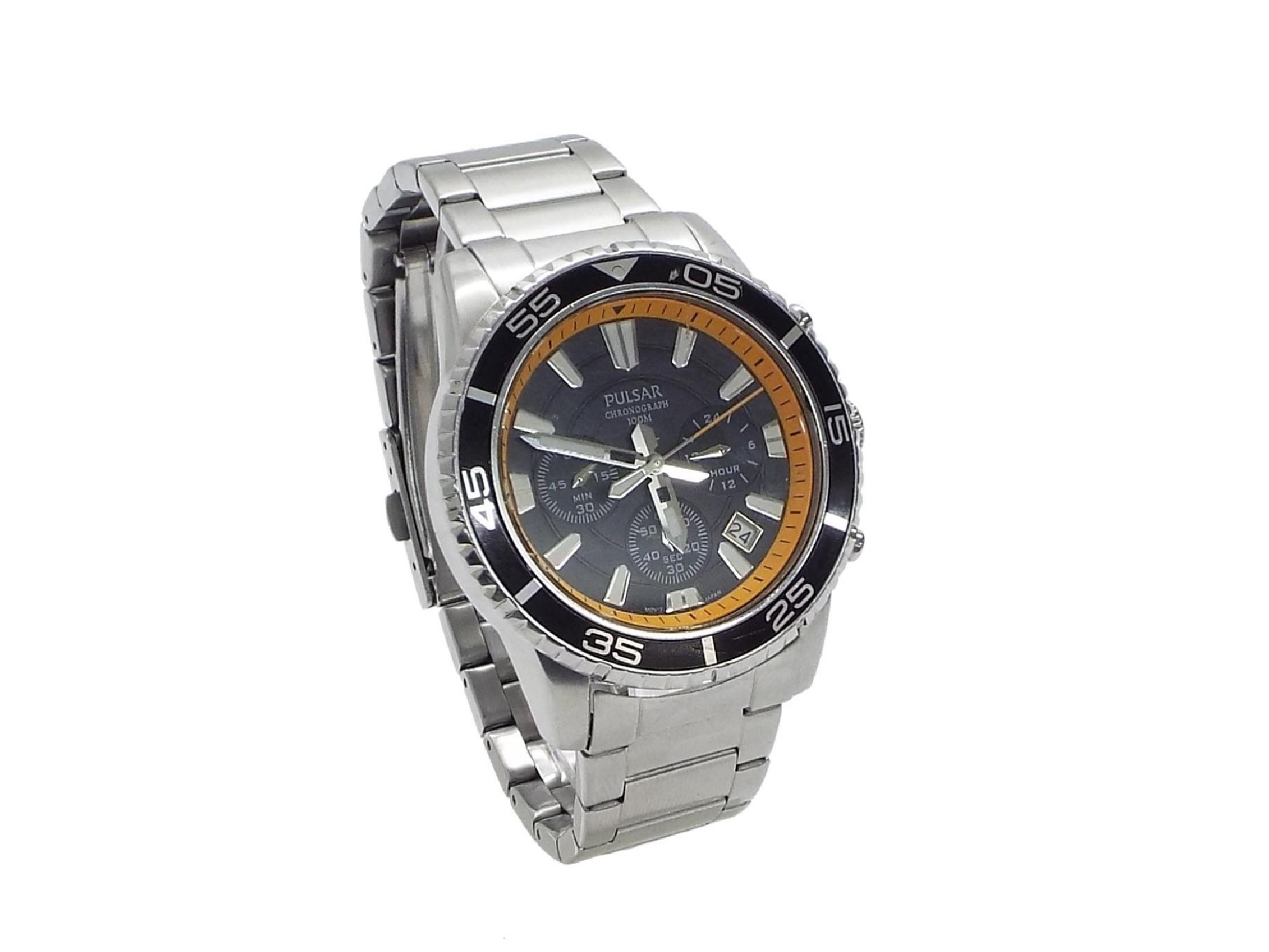 Appraisal: Pulsar Chronograph m stainless steel gentleman's bracelet watch ref VD