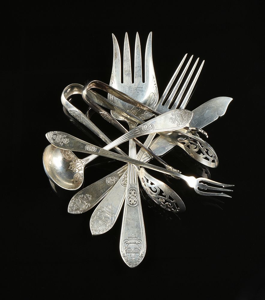 Appraisal: A GROUP OF TWELVE AMERICAN STERLING SILVER SERVING UTENSILS RETAILED