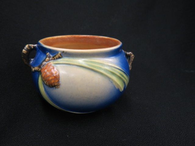 Appraisal: Roseville Pottery Pinecone Miniature Jardiniere blue tall diameter excellent