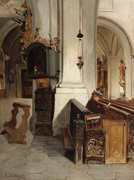 Appraisal: n a Theodore Wores - A Church Interior signed 'Theodore