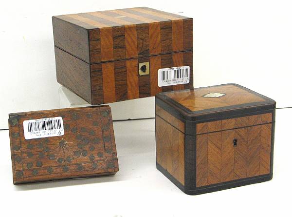 Appraisal: A group of three inlaid wood boxes second half th