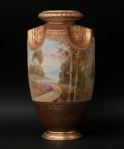 Appraisal: Monumental Nippon Hand Painted Vase Late th Early th Century