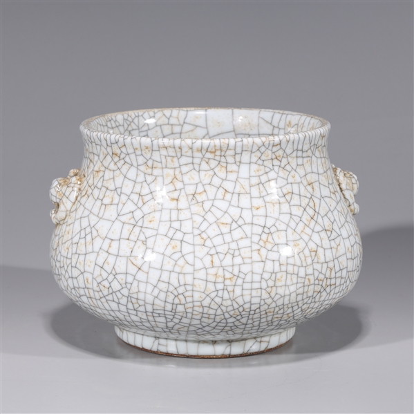 Appraisal: Chinese porcelain cracked glaze vase with molded handles some wear