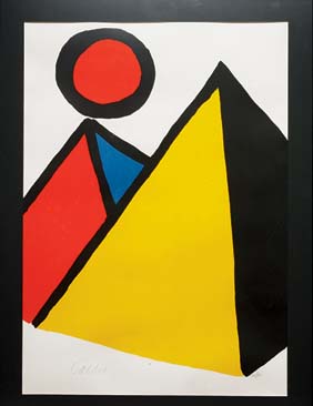 Appraisal: SIGNED CALDER LITHOGRAPH Alexander Calder American - color lithograph Pyramids