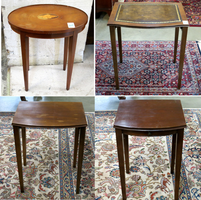 Appraisal: FOUR FEDERAL STYLE MAHOGANY OCCASIONAL TABLES American mid- th century