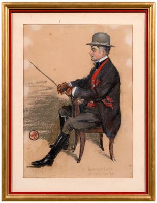 Appraisal: Brantley Smith portrait seated gentleman with riding crop signed and