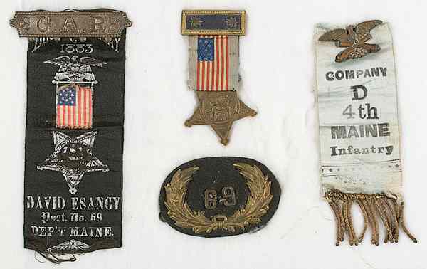 Appraisal: Civil War - Veterans GAR Ribbons of the th Maine