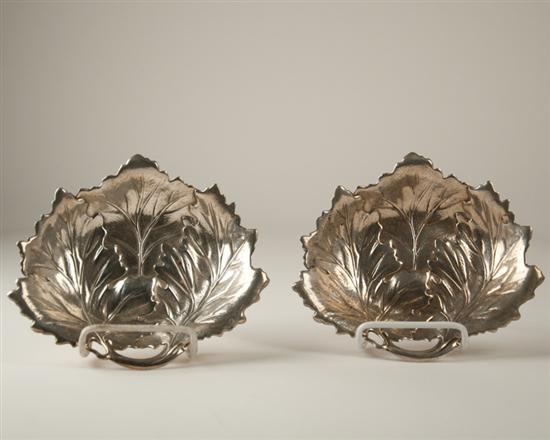 Appraisal: A Pair of International Sterling Foliate-form Dishes each with a